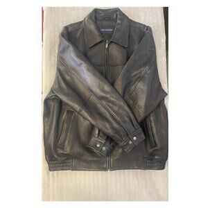 John Ashford Men’s Black Genuine Leather Jacket – XLarge, Lined, Classic Style